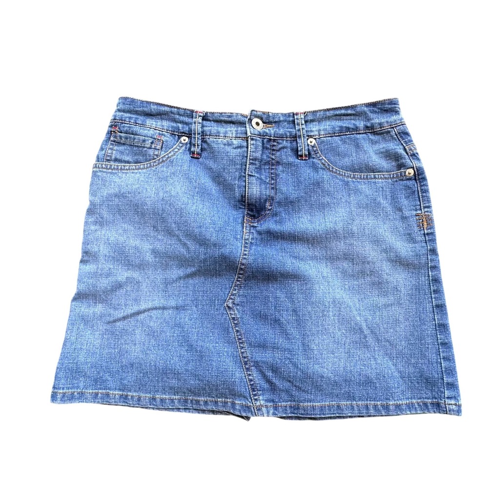 Gloria Vanderbilt Denim Skort Medium Wash Blue Jean Mini Skirt Shorts Womens 8P